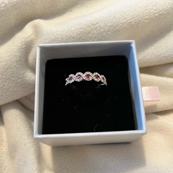 S925 SIMULATED OVAL RUBY & CRYSTAL RING | SIZE 8 - Picture 14 of 14